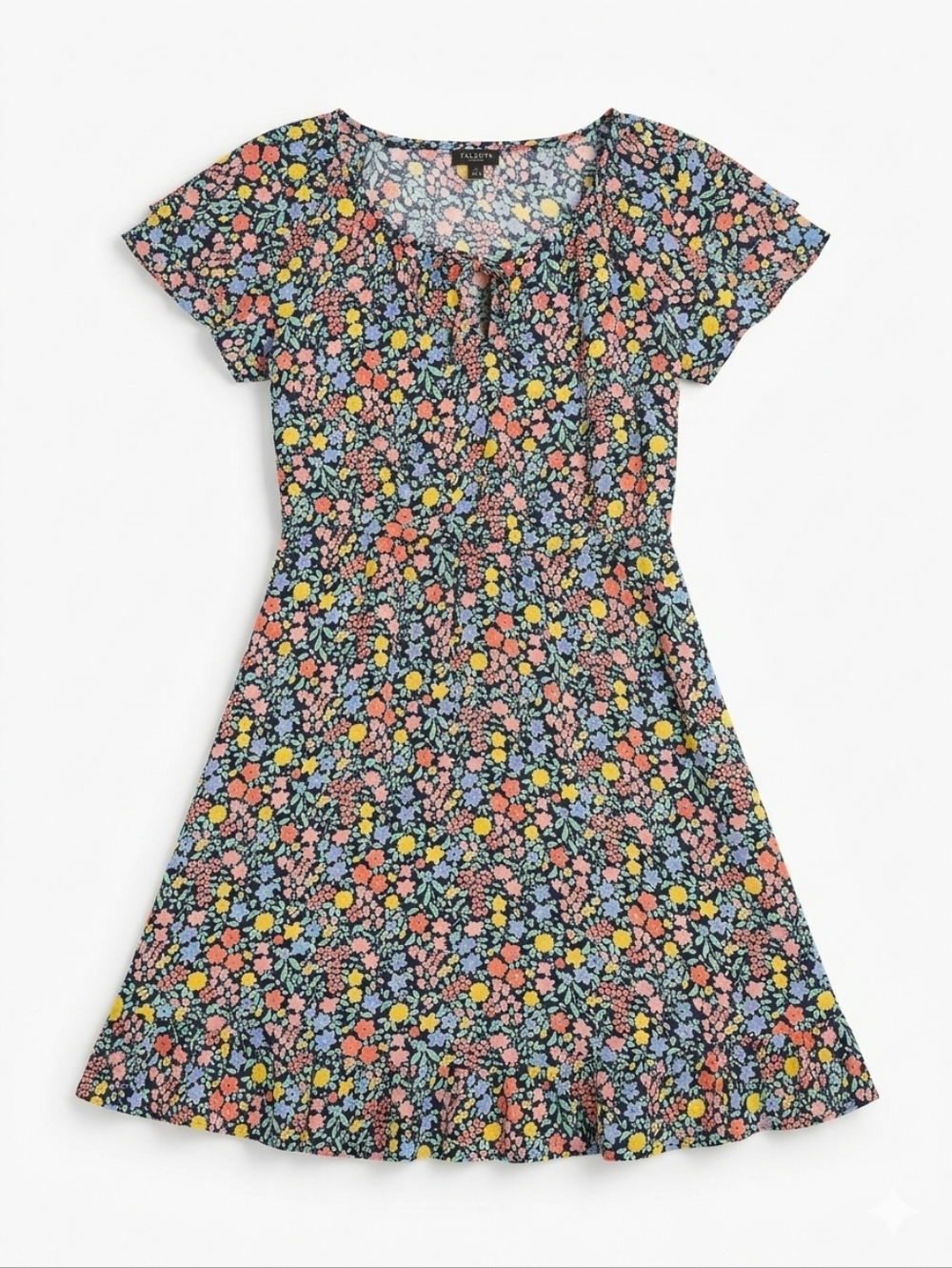 Talbots Petite Floral Fit & Flare Dress Short Sleeve Pastel Spring Summer 8P